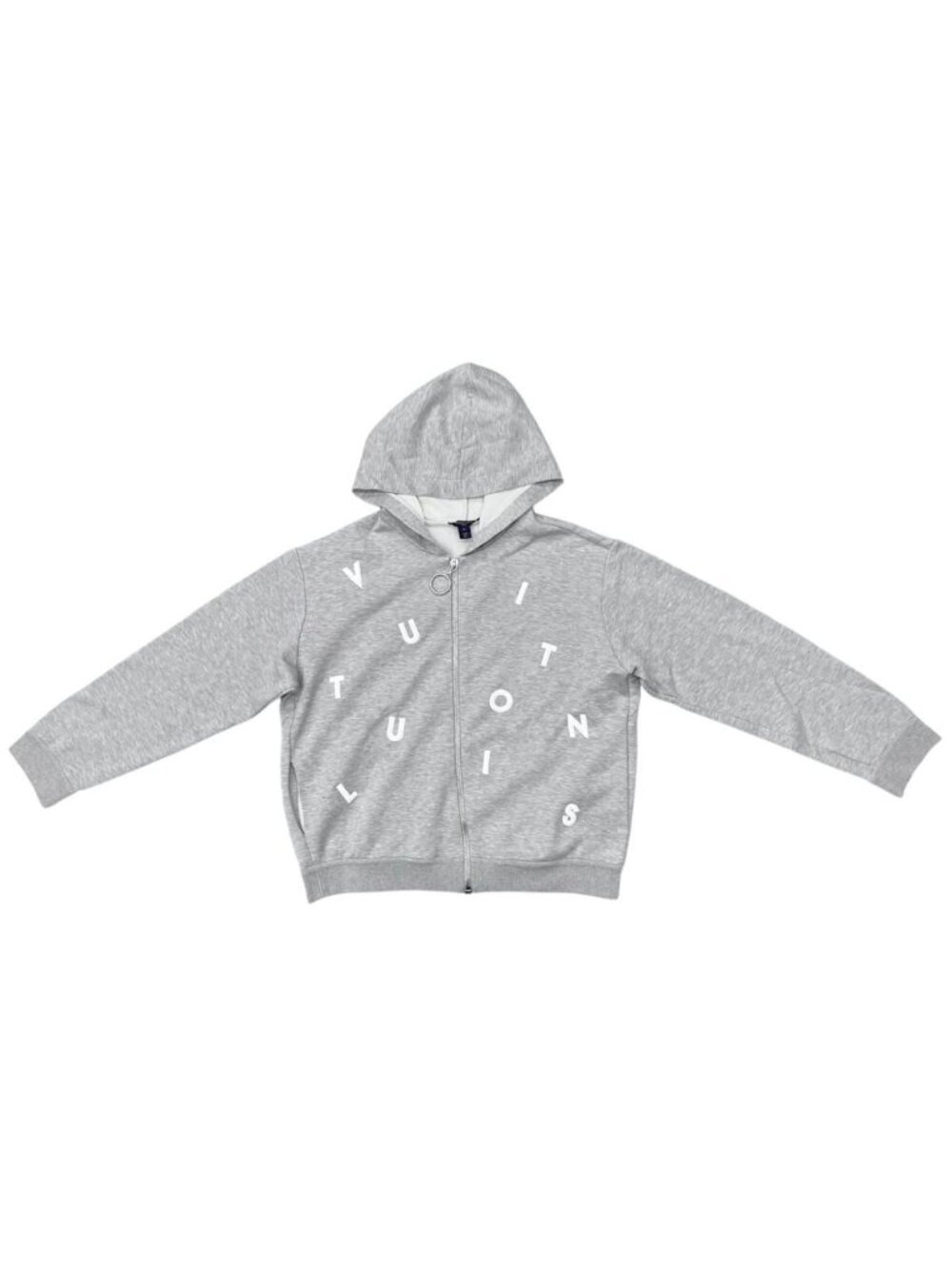 Louis Vuitton Hoodie Logo Embroidery Zip Up FF Gray XL